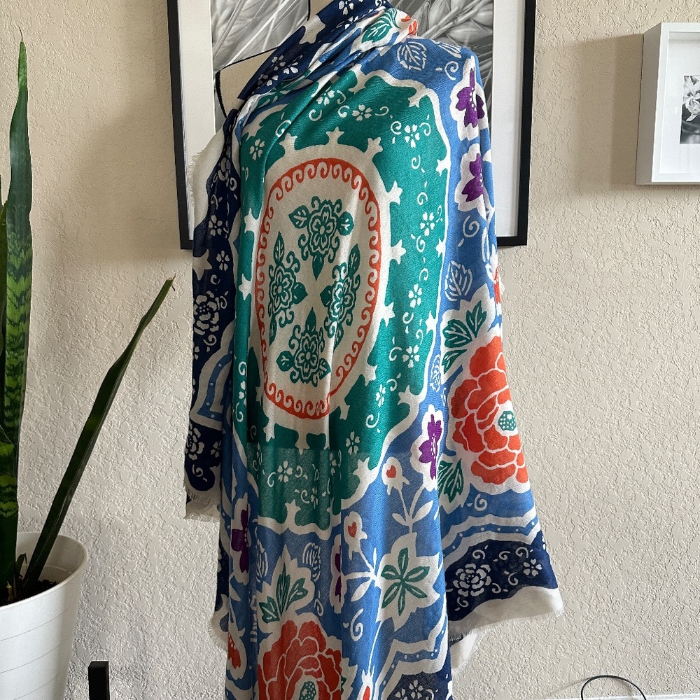 Oversized Mandala Style Print Floral Scarf /Wrap